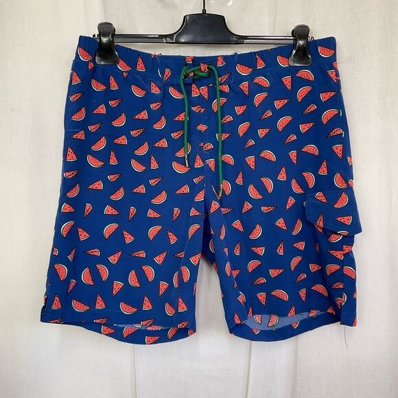 Sovereign Code Men’s Tropical Watermelon Print Blue Red Swim Trunks Size Medium - Picture 4 of 16